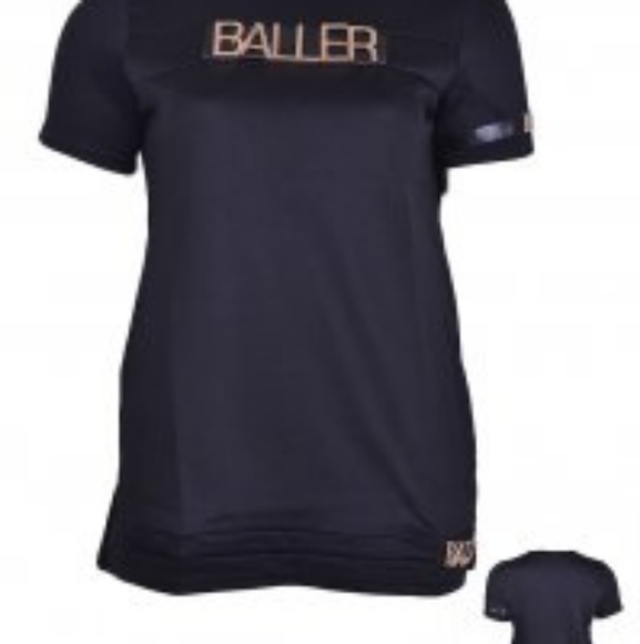 🆕️Black Goldtone "Baller" Plus Polo Top - Picture 5 of 8